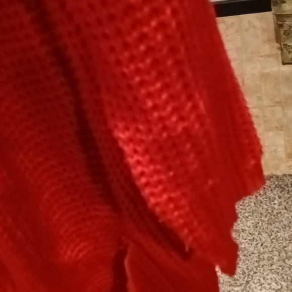 KIM ROGERS red braided waffled cardigan with saggy pockets Size XL - Picture 4 of 13